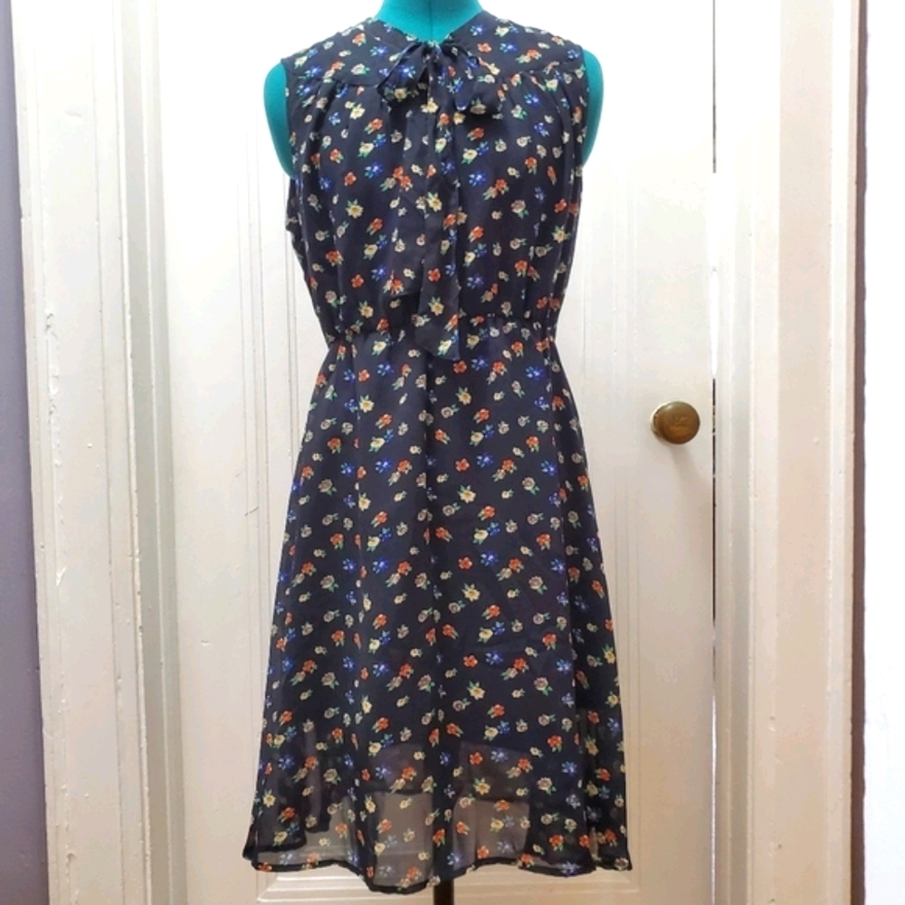 Ruche Floral Showers Necktie Dress